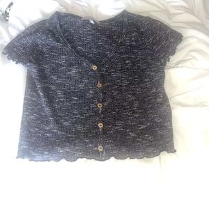 Grey Women’s Medium Crop Top Short Sleeve Shirt Crave Fame By Almost Famous